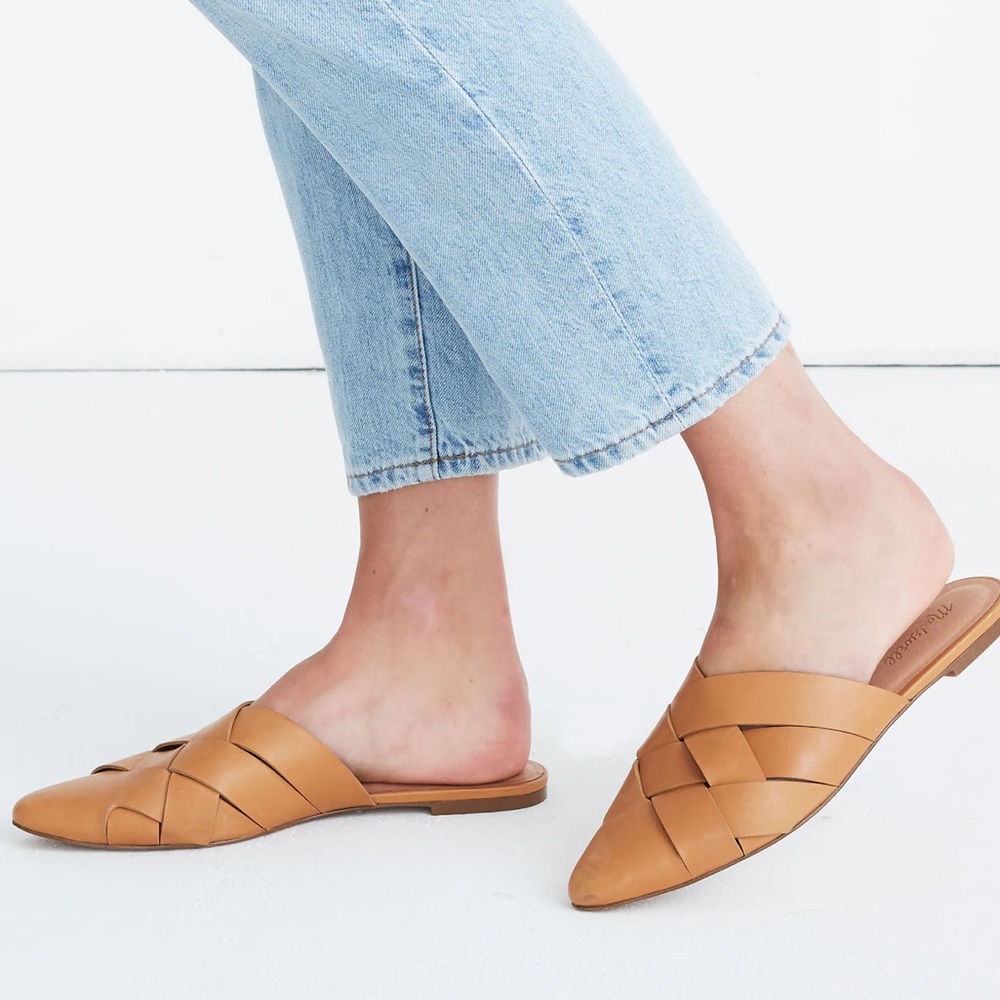 Madewell Woven Flat Mules - Desert Camel